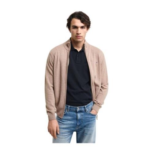 Gant Ultrafin merinoull dragkedja kofta Beige, Herr