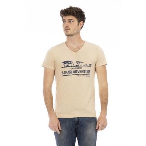 Trussardi Kortärmad V-ringad T-shirt Beige, Herr