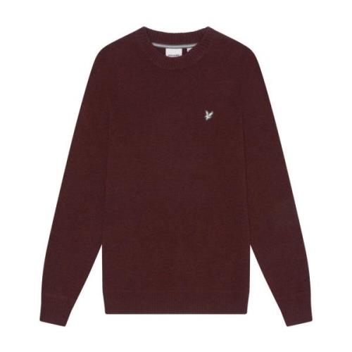 Lyle & Scott Stickad Lamull Rund Hals Tröja Red, Herr