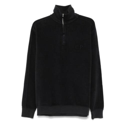 C.p. Company Navy Blue Polo Krage Sweatshirt Blue, Herr