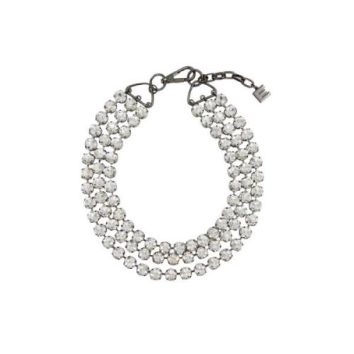 Essentiel Antwerp Georgina Strass Halsband 3 Rader Silver Gray, Dam