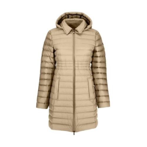 Jott Lång huva puffjacka - Beige Beige, Dam