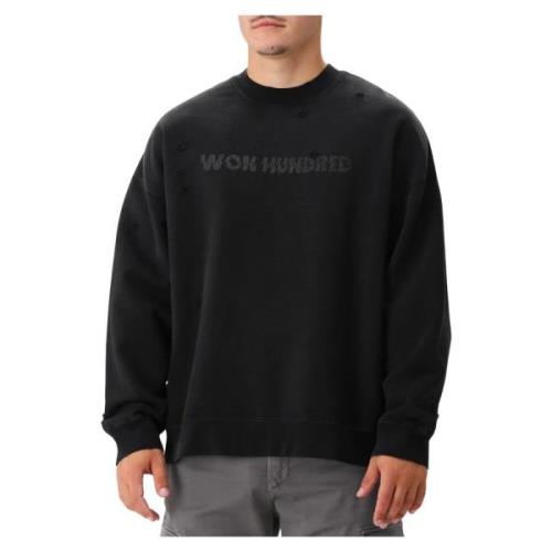 Won Hundred Svart Tvättad Sweatshirt Med Distressed Detaljer Black, He...