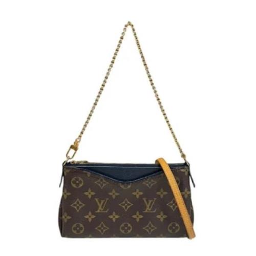 Louis Vuitton Vintage Pre-owned Canvas axelremsvskor Blue, Dam