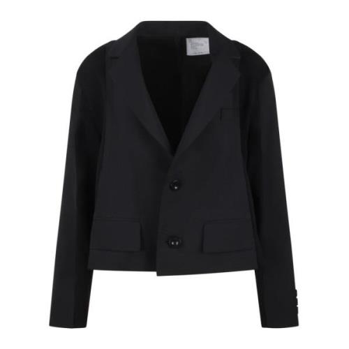 Sacai Asymmetrisk Ull Bomull Jacka Black, Dam