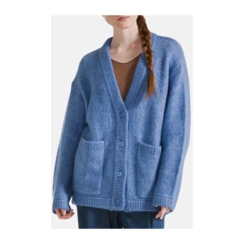 Deha Blå Mohair Cardigan med Knappar Blue, Dam