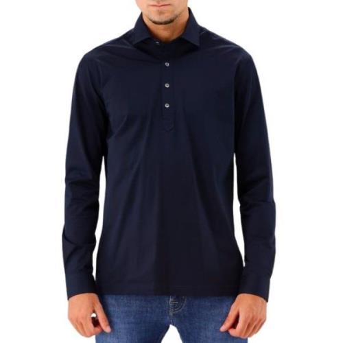 Genti Navy Mode Skjorta Stretch Bomull Blue, Herr