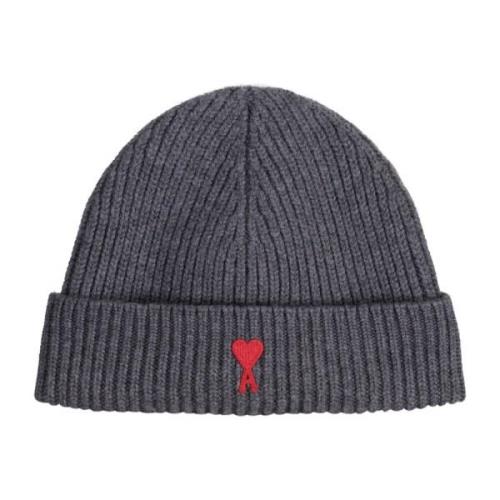 Ami Paris Logo Ull Beanie Gray, Unisex