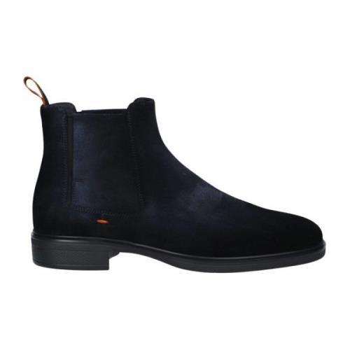 Santoni Blå Mocka Elastiska Ankelboots Blue, Herr