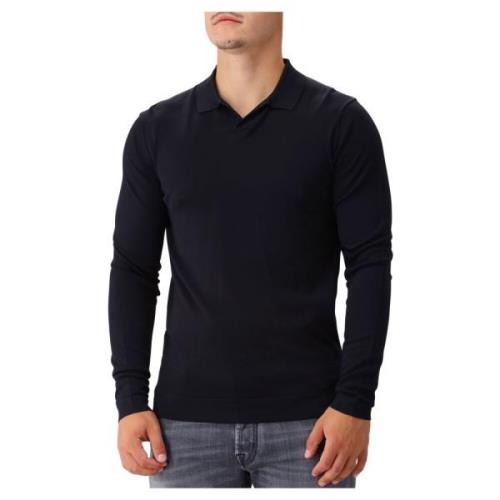 Genti Navy Långärmad Polotröja Blue, Herr