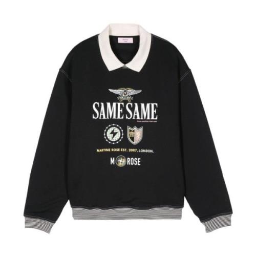 Martine Rose Randig Polo Hals Sweatshirt Black, Herr