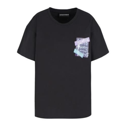 Emporio Armani Svarta T-shirts och Polos med Paljett Logo Print Black,...