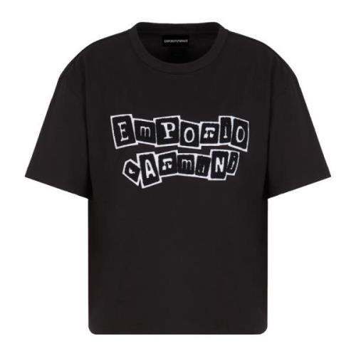 Emporio Armani Svarta T-shirts och Polos Jersey Patch Black, Dam