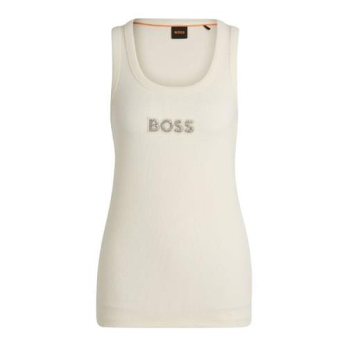 Hugo Boss Dam Tank Top med Stone Badge White, Dam