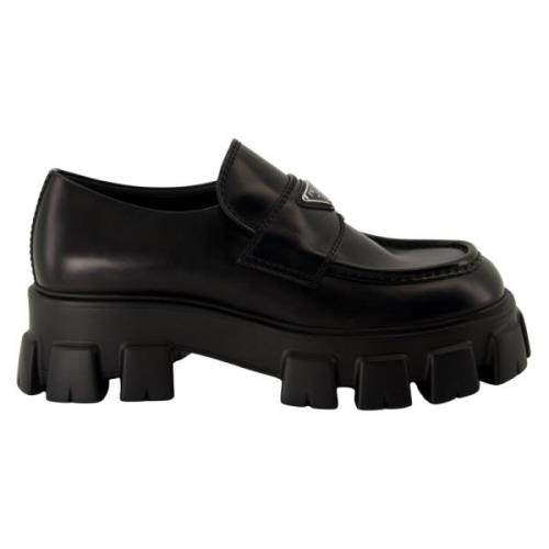 Prada Svarta läder Monolith loafers Black, Herr