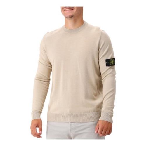 Stone Island Ljus Beige Ullstickad Tröja Beige, Herr