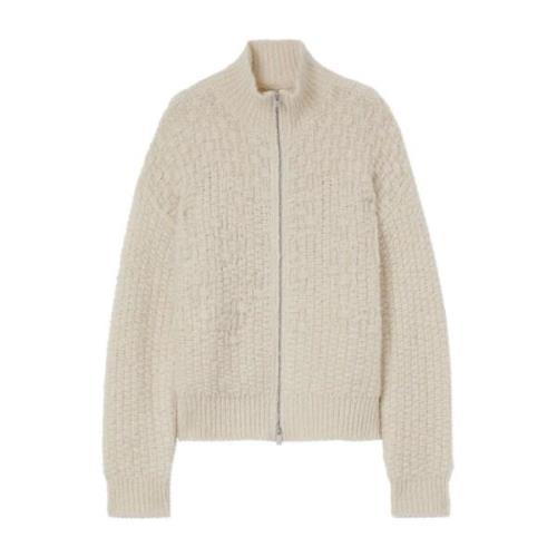 Jil Sander Mohair Alpaca Zip-Up Sweater Beige, Herr