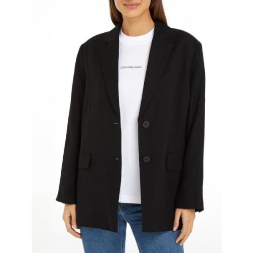 Calvin Klein Jeans Svart Viskos Blazer Kappa Black, Dam