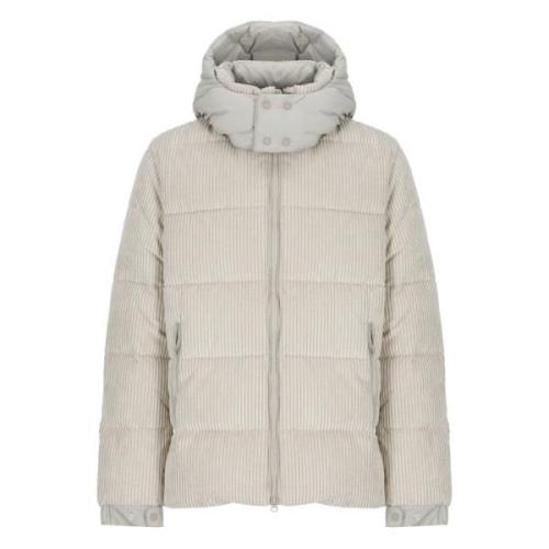 Save The Duck Beige Vadderad Kort Jacka med Huva Beige, Herr