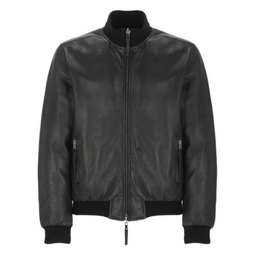 The Jack Leathers Vändbar Läderjacka Svart Rund Hals Black, Herr