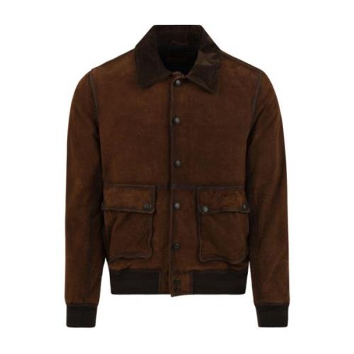 The Jack Leathers Brun Läderjacka Ottaviano Modell Brown, Herr