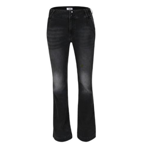 DNM Pure Flare Jeans med Feminin Passform Black, Dam