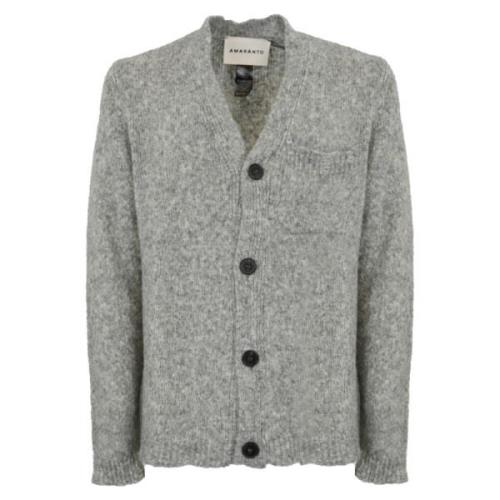 Amaránto Alpacka Ull V-ringad Cardigan Tröja Gray, Herr