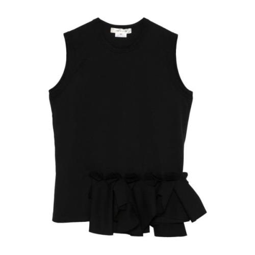 Comme des Garçons Svart Rynkad Väst Ärmlös Crew Neck Black, Dam