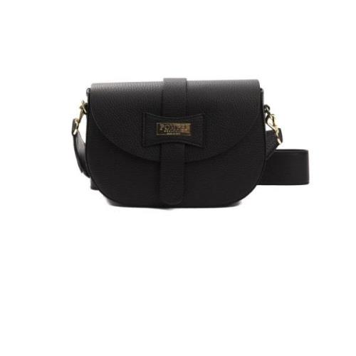 Pompei Donatella Läder Crossbody Väska med Logofoder Black, Dam