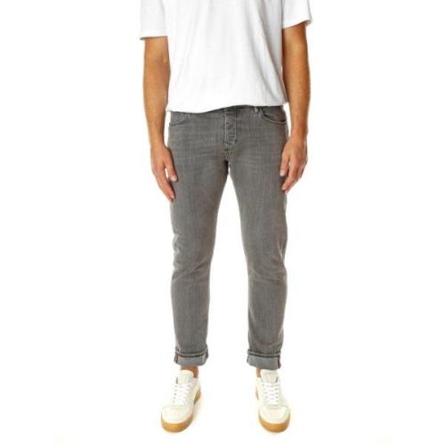 Blue de Gênes Svarta Tapered Fit Jeans med Midjehöjd i Mitten Gray, He...