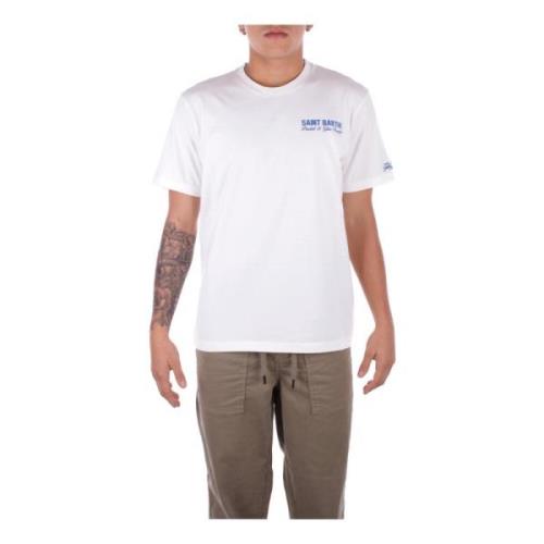 Saint Barth Logo Sidan T-shirts och Polos Vit White, Herr