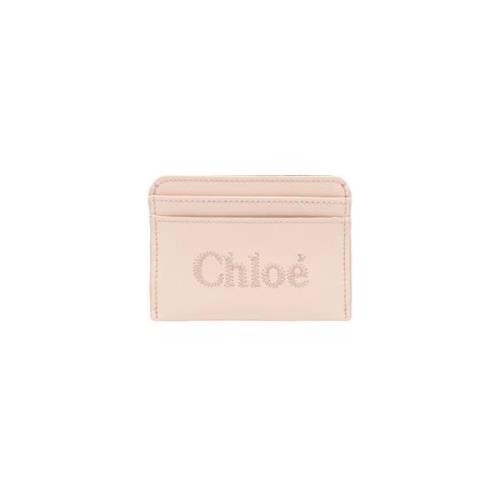 Chloé Rosa Broderad Plånbok Korthållare Pink, Dam