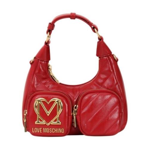 Love Moschino Röd axelväska med gyllene detaljer Red, Dam