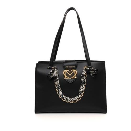 Love Moschino Elegant Shoppingväska med Dragkedja Black, Dam