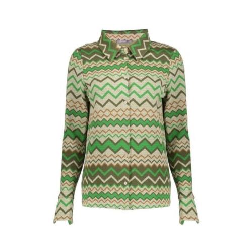 Geisha Zigzagmönstrad Blus med Guld Lurex Multicolor, Dam