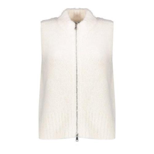 Geisha Stickad Dragkedja Gilet White, Dam