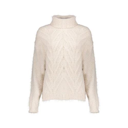 Geisha Stickad Kabel Krage Pullover Tröja White, Dam