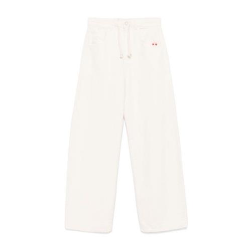 Amish Vit Denim Jeans med Dragsko White, Dam