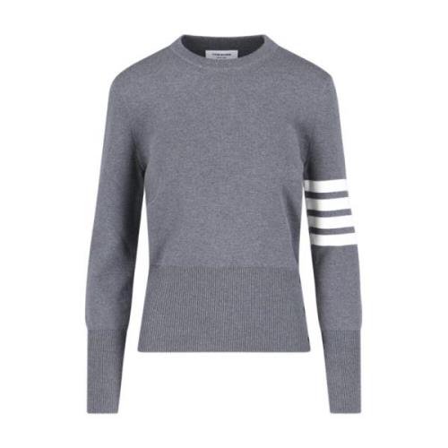 Thom Browne Rundhalsad stickad tröja Gray, Dam