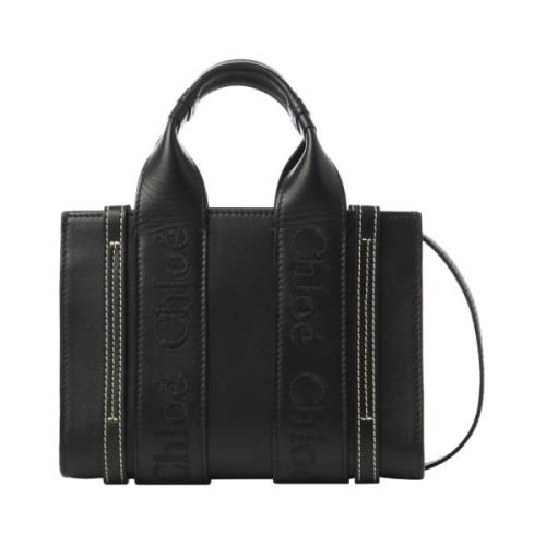 Chloé Svart Woody Mini Tote Väska Black, Dam