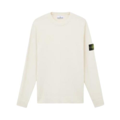 Stone Island Räfflad Ull Stretch Crewneck Sweatshirt Beige, Herr