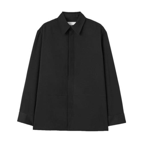 Jil Sander Svart skjorta med dekorativ söm Black, Herr