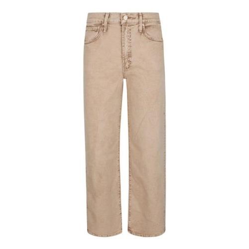 Mother Beige Jeans, USA Tillverkad, Bomullsblandning Beige, Dam