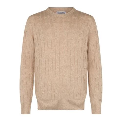 Saint Barth Kashmir Crewneck Tröja med St. Barth Broderi Brown, Herr