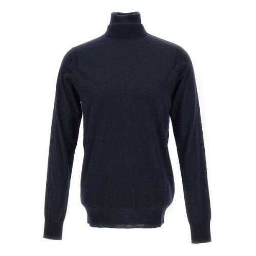 Paolo Pecora Blå ull turtleneck tröja Blue, Herr