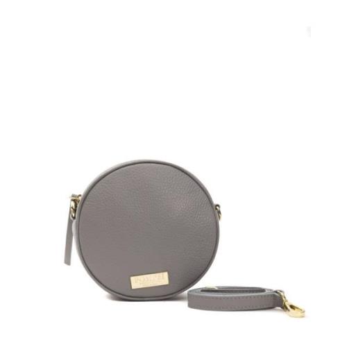 Pompei Donatella Läder Crossbody-väska med Synligt Logotyp Gray, Dam