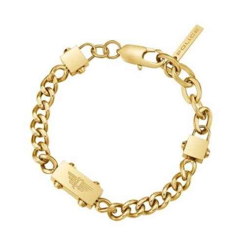 Police Armband Män Metall Guld Chained Peagb0002106 Yellow, Herr