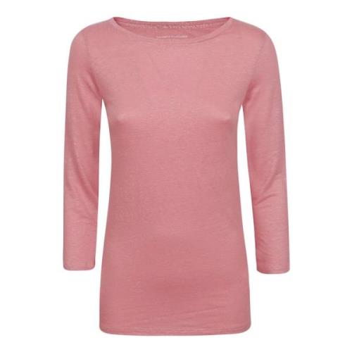 Majestic Filatures Rosa Linne Elastan T-shirts och Polos Pink, Dam