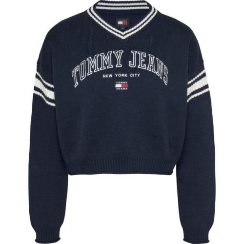 Tommy Jeans Casual V-ringade Sweaters Blue, Dam