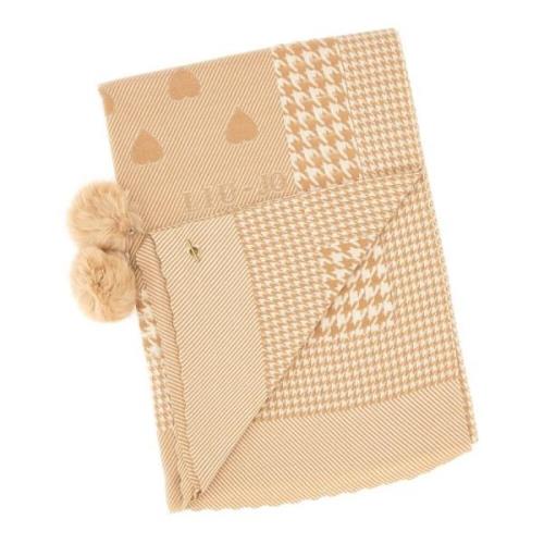 Liu Jo Beige Stole med Houndstooth och Hearts Beige, Dam